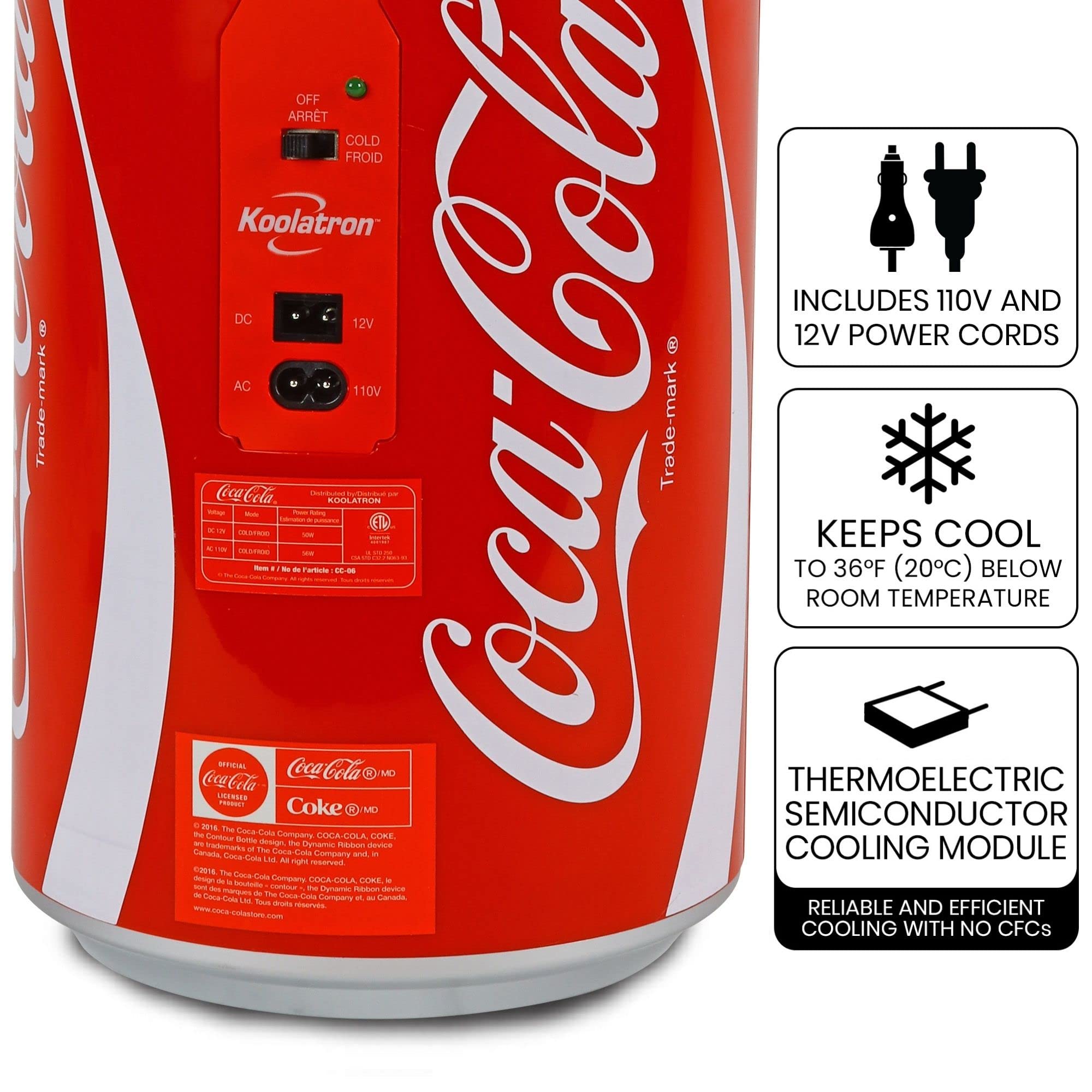 Amazon.co.jp: Koolatron Coca-Cola ポータブル8缶 熱電ミニ冷蔵庫