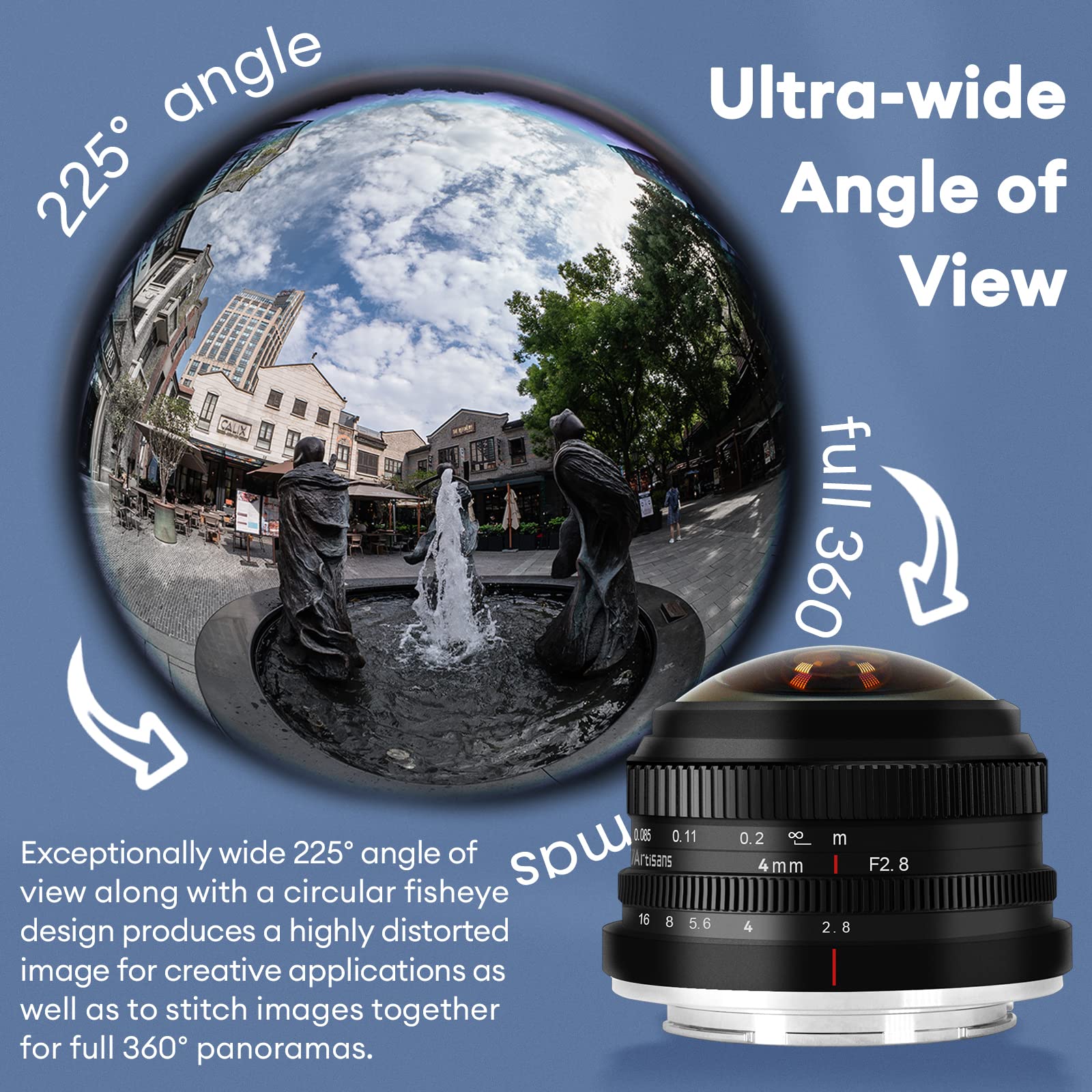 Amazon.co.jp: 7artisans 4mm F2.8 円形魚眼レンズ 225°超広角 APS-C
