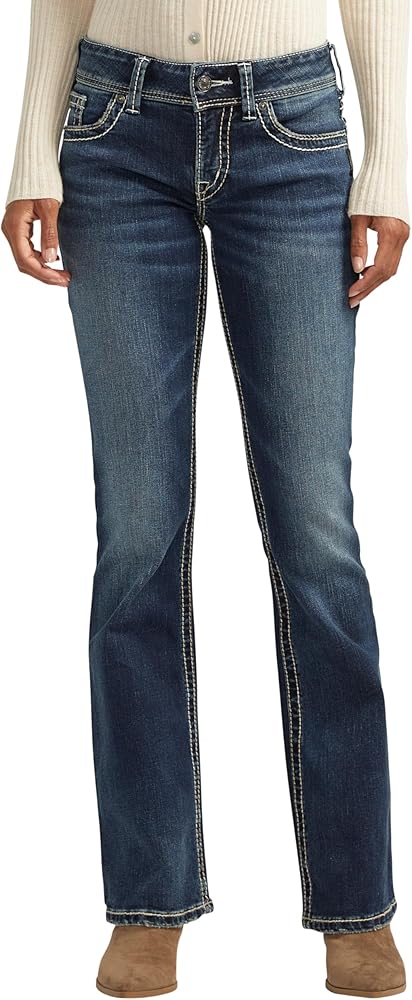 Silver Jeans Co. Women's Suki Mid Rise Curvy Fit Bootcut Jeans