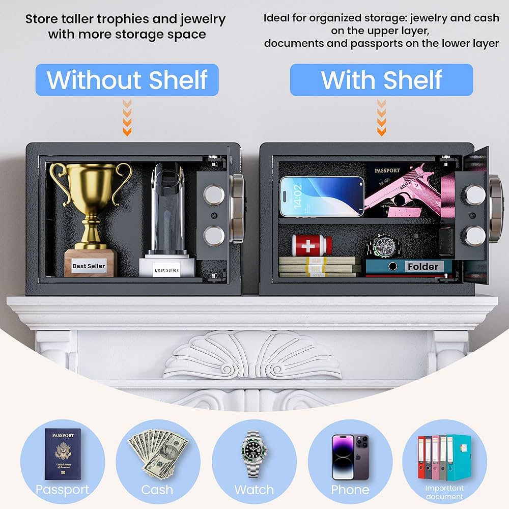 Amazon.co.jp: KornerBatl スマートバイオメトリック金庫 指紋ロック