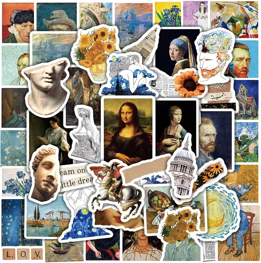 Amazon | 名画 ステッカー 50枚セット PVC 防水 シール アート 芸術