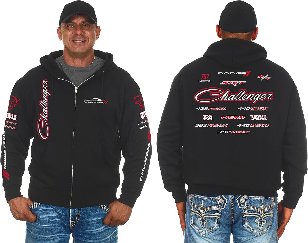 JH DESIGN GROUP Men's Dodge Challenger Hoodie Collage Full Zip Up