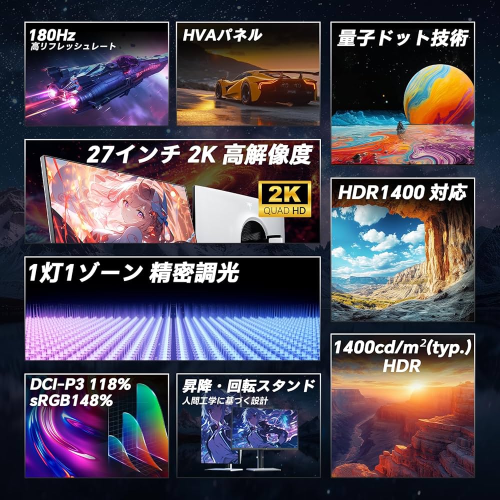 Amazon.co.jp: KTC 27インチ Mini LED QD 量子ドット ゲーミング
