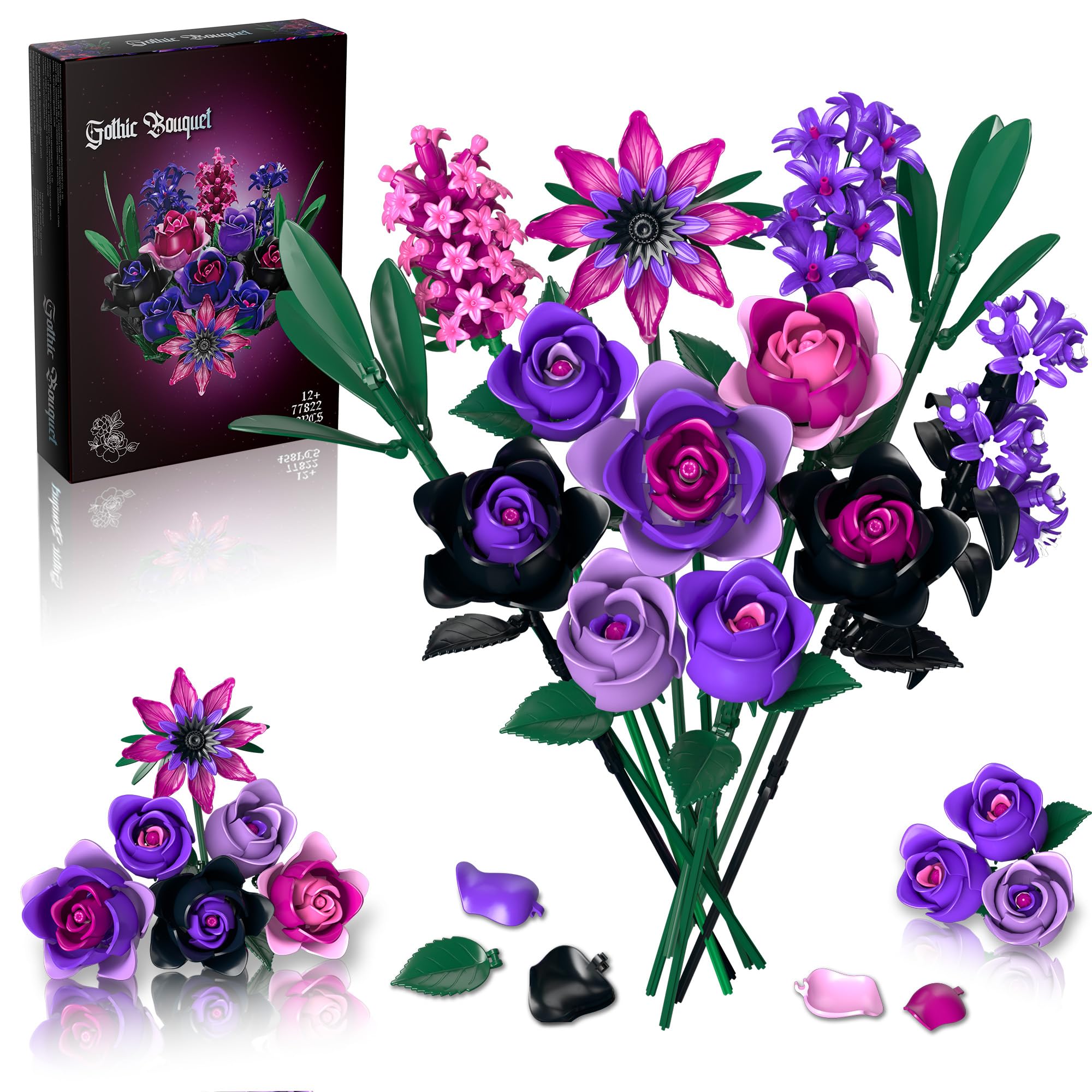 Amazon.com: Teefrye Purple Rose Bouquet Building Set: Compatible