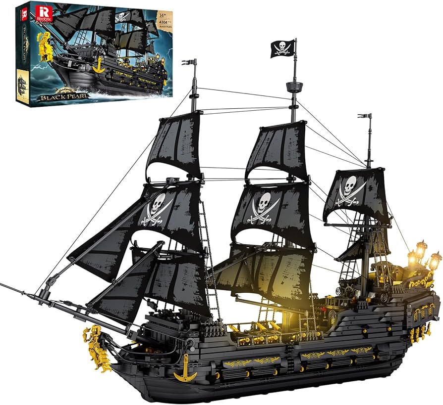 Amazon.com: Reobrix Pirate Ship Building Set with LED Lights,Large