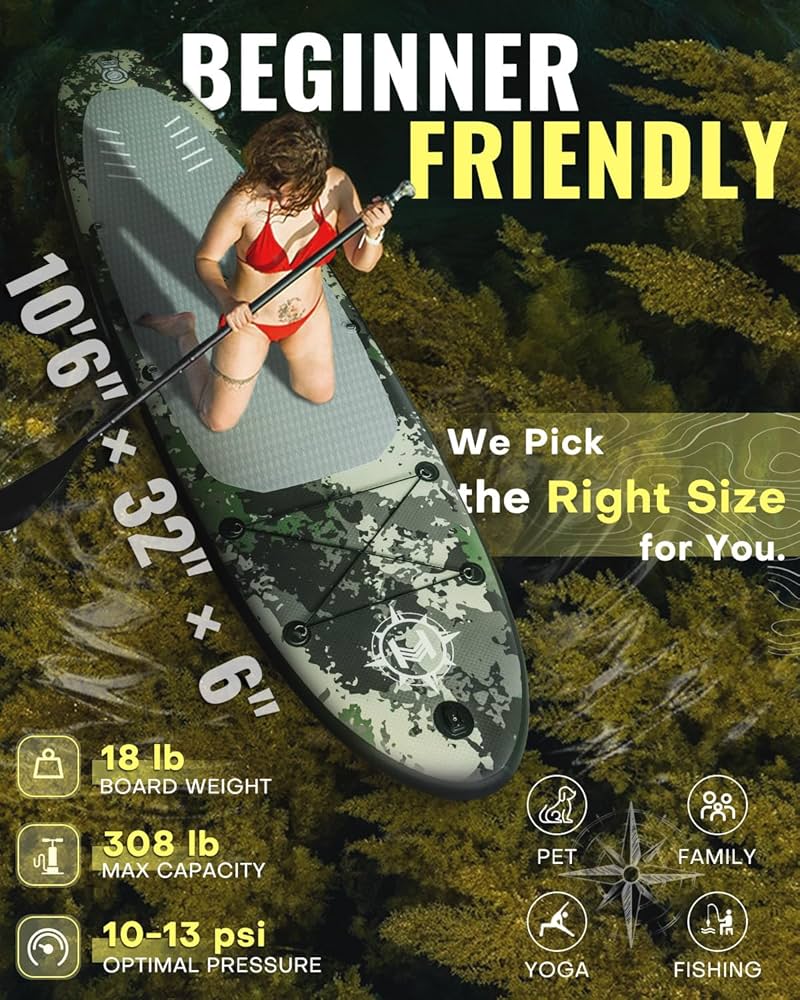 Amazon.com : HEYBOARD Inflatable Stand Up Paddle Board 10'6