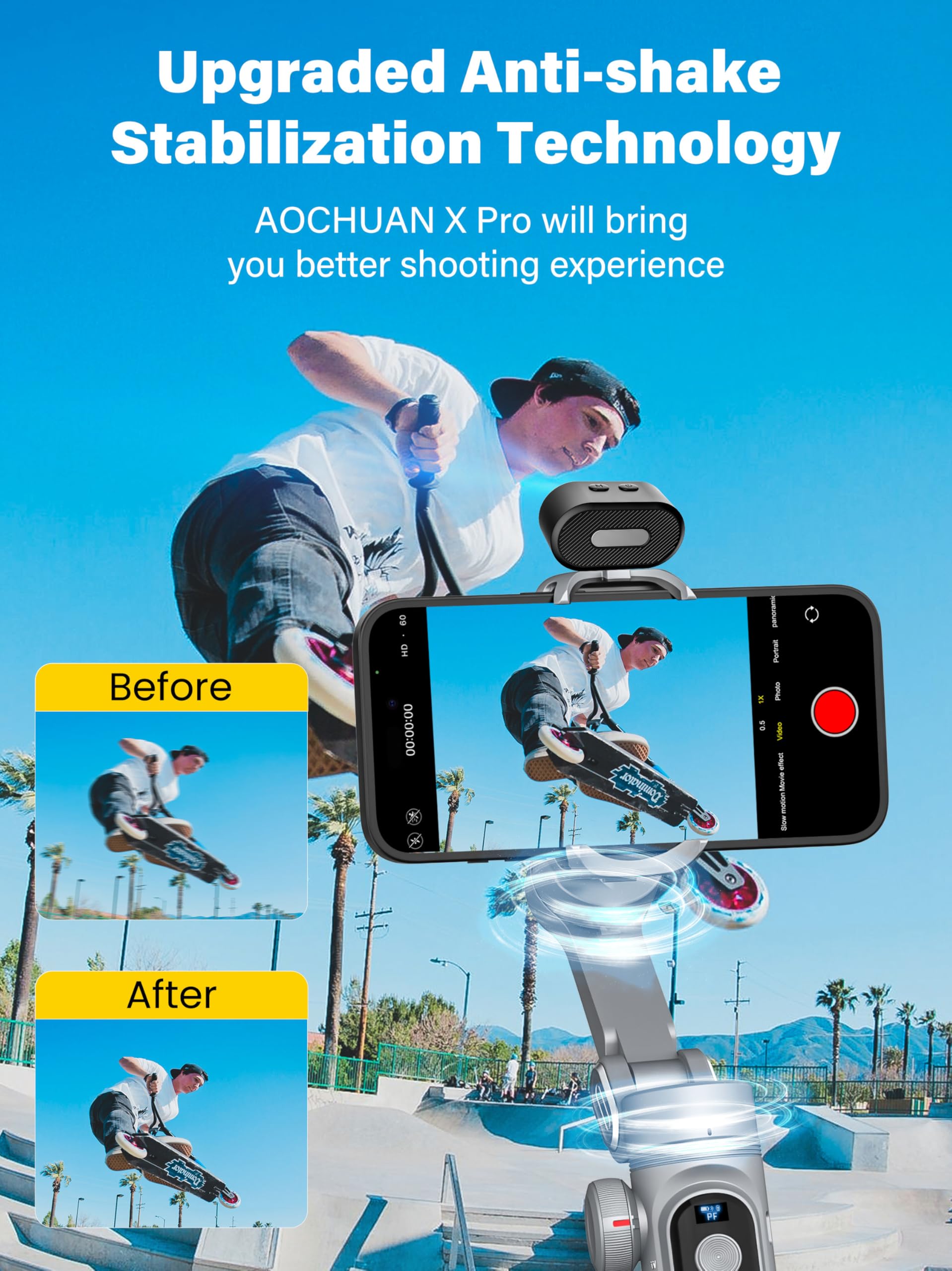 Amazon.co.jp: AOCHUAN スマートフォンAIトラッキング用ジンバル