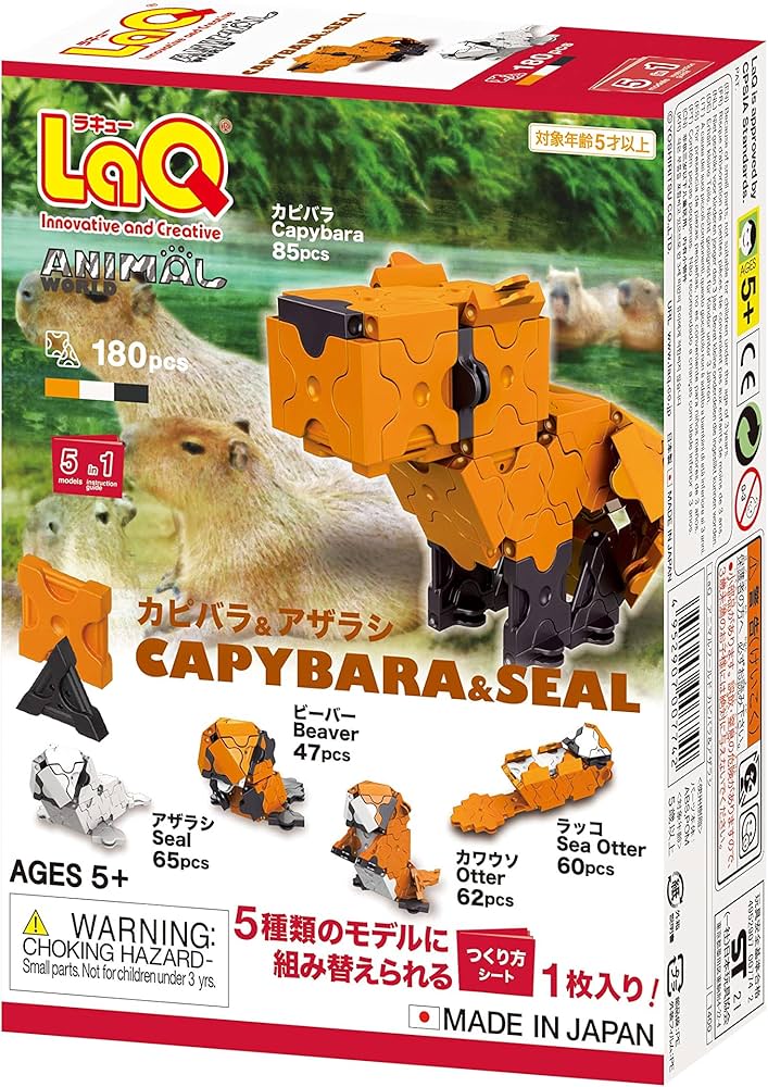 Amazon.com: LaQ Animal World Capybara & Seal | 180 Pieces | 5