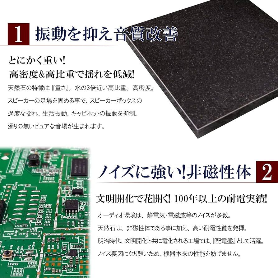 Amazon | オーディオボード 天然黒御影石 （山西黒） 厚み約30mm 400