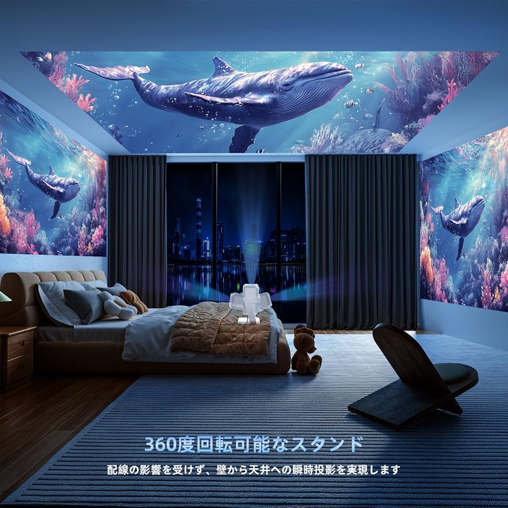 Amazon.co.jp: Lisowod プロジェクター 天井 小型 家庭用 360°回転
