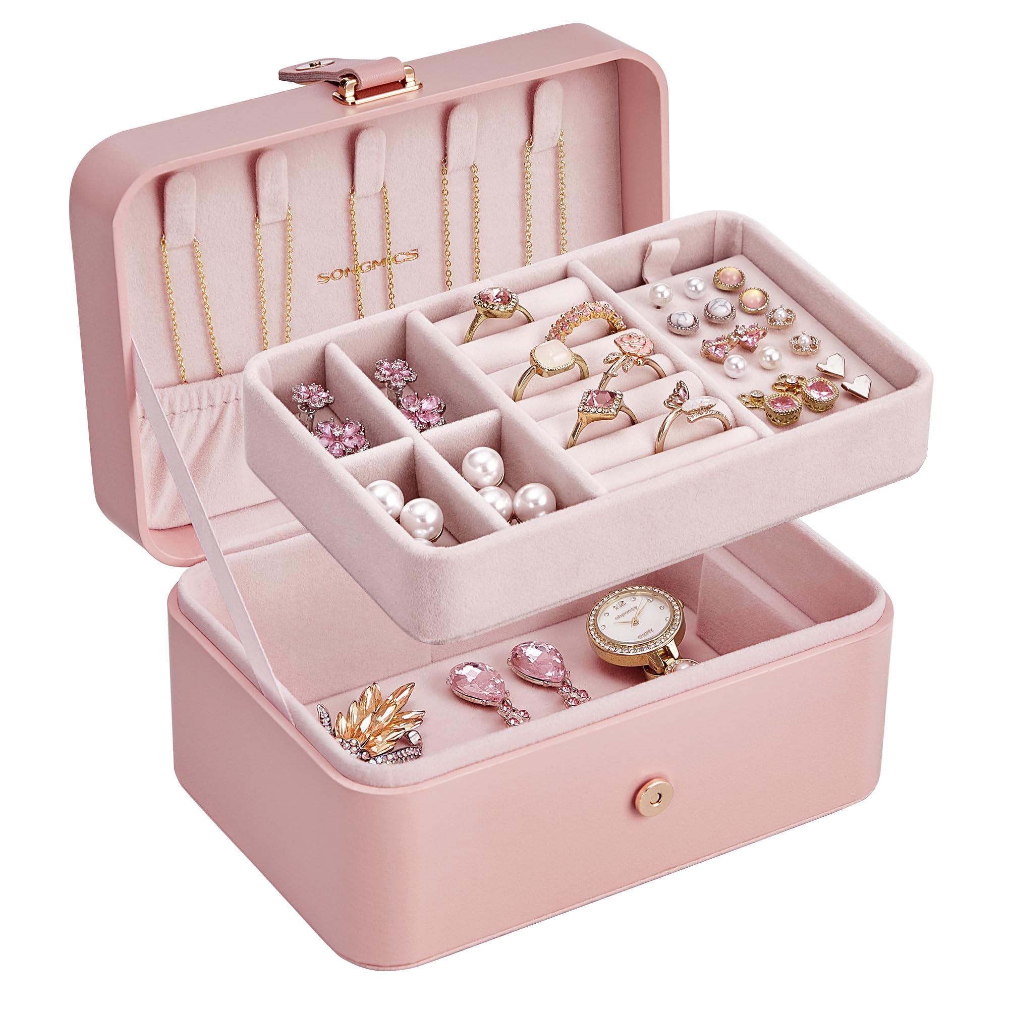 Amazon.com: SONGMICS Jewelry Organizer Box, Travel Jewelry Case, 2