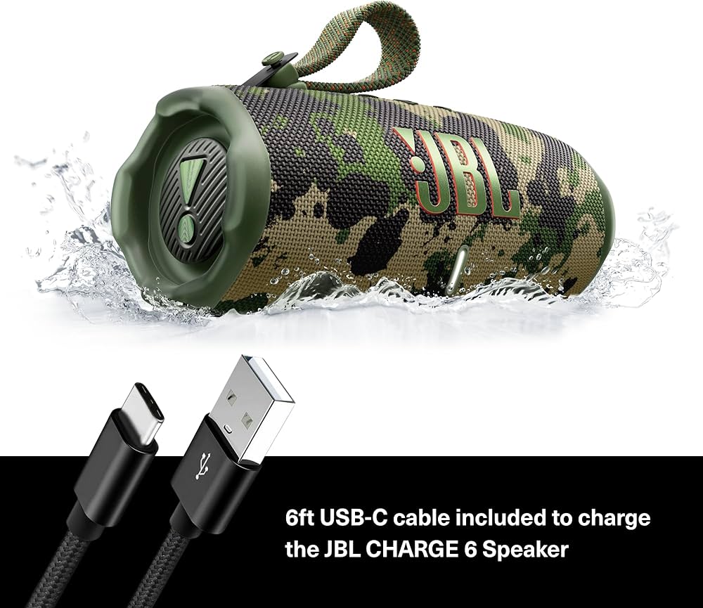 Amazon.com: JBL Charge 6 (Squad) + Bundle with USB-C Braided Cable