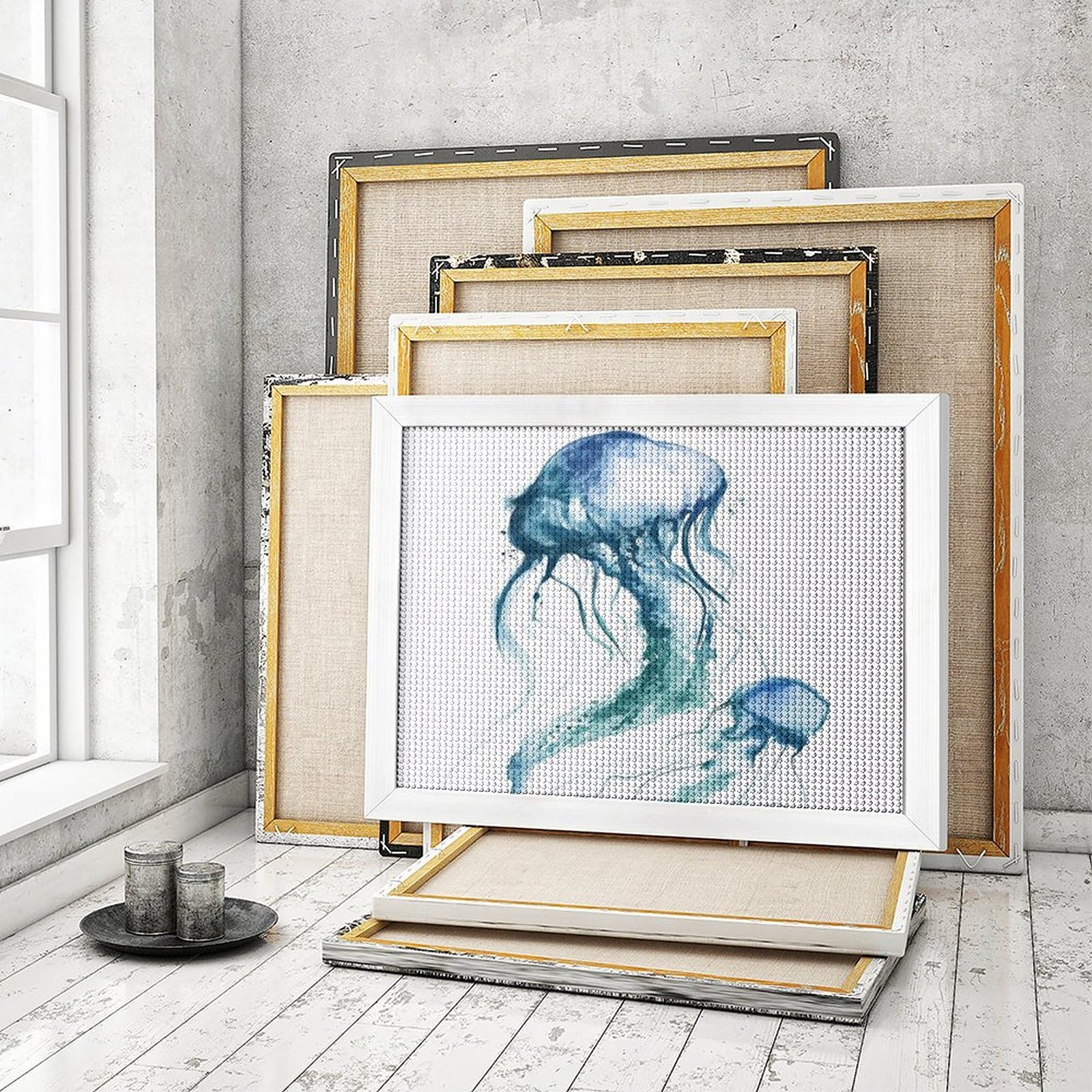 Amazon | ダイヤモンドアート クラゲ 水彩 ダイヤモンド刺繍 全面貼り