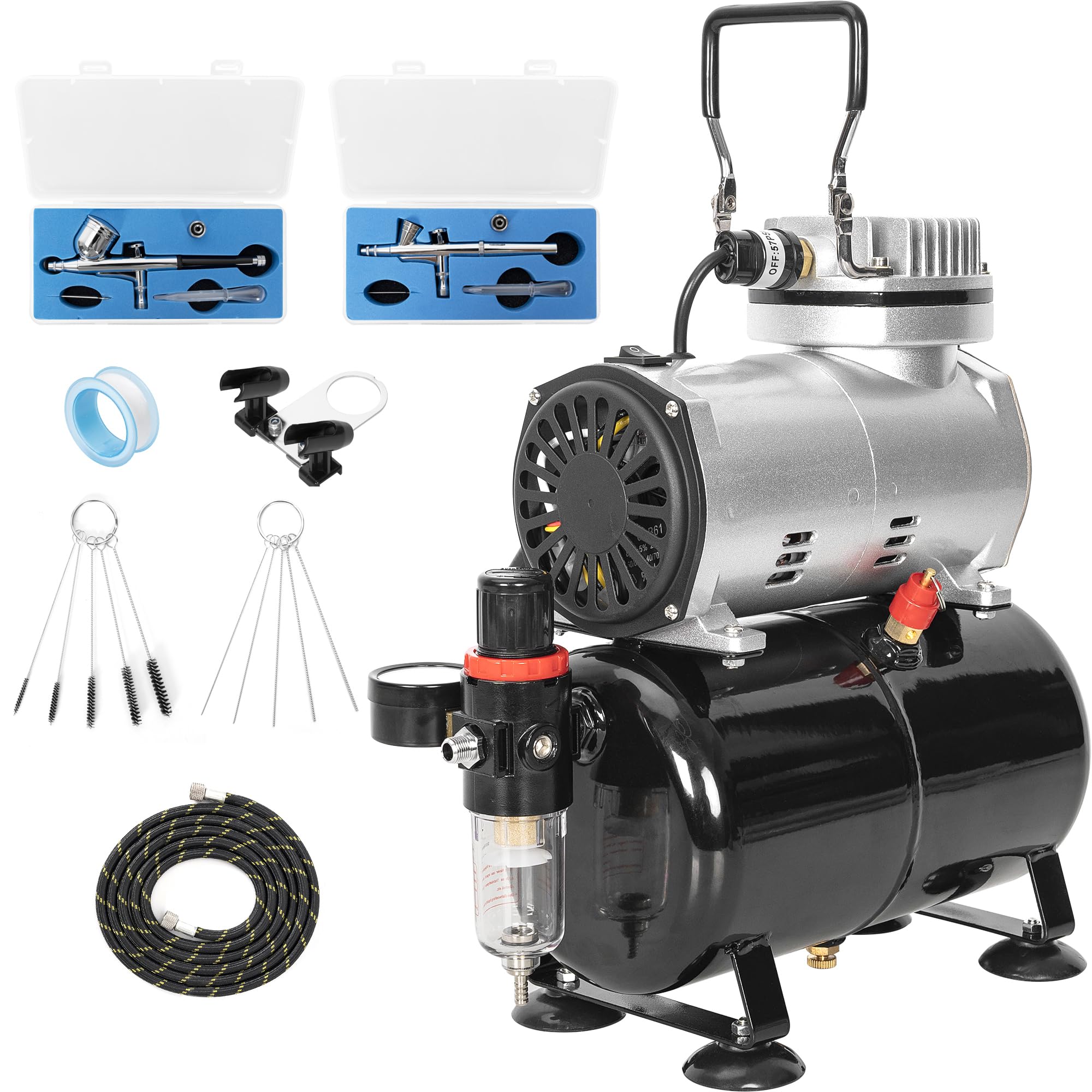 Amazon.co.jp: BQKOZFIN エアブラシ コンプレッサー セット ダブル