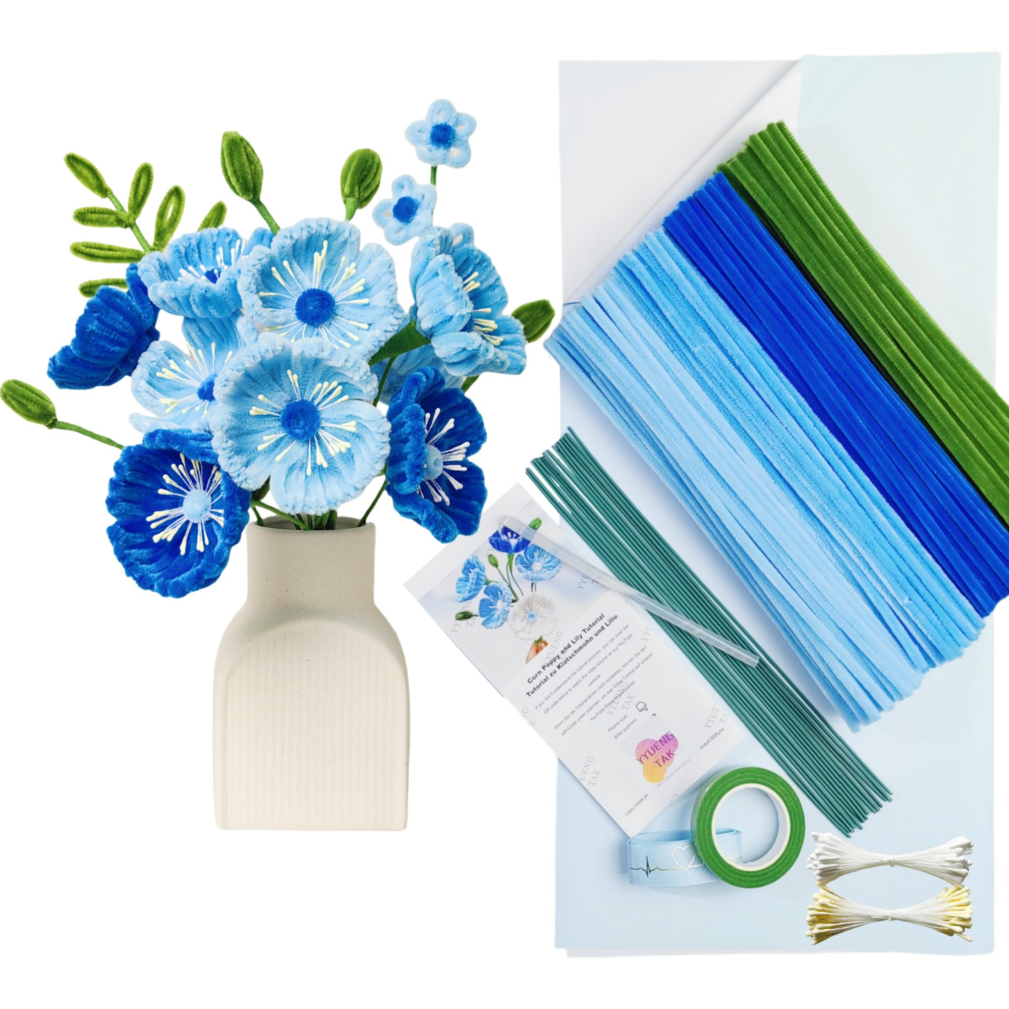 Amazon.com: YYUENG TAK 200 pcs Blue Pipe Cleaner Flowers Craft kit