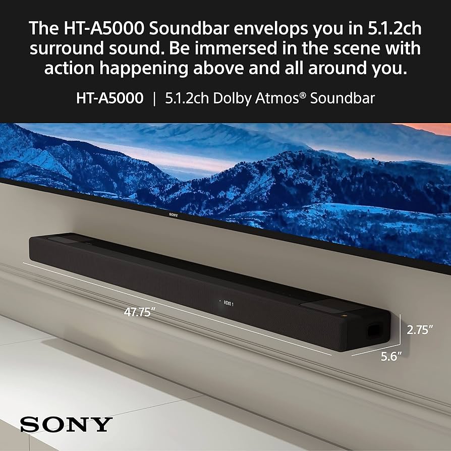 Sony HT-A5000 5.1.2ch Dolby Atmos Sound Bar Surround Sound Home