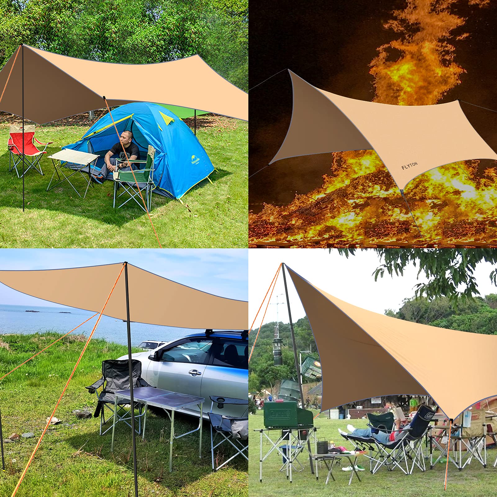 Amazon | tcタープ4.1mX4.2m 焚き火可 ポリコットンタープ