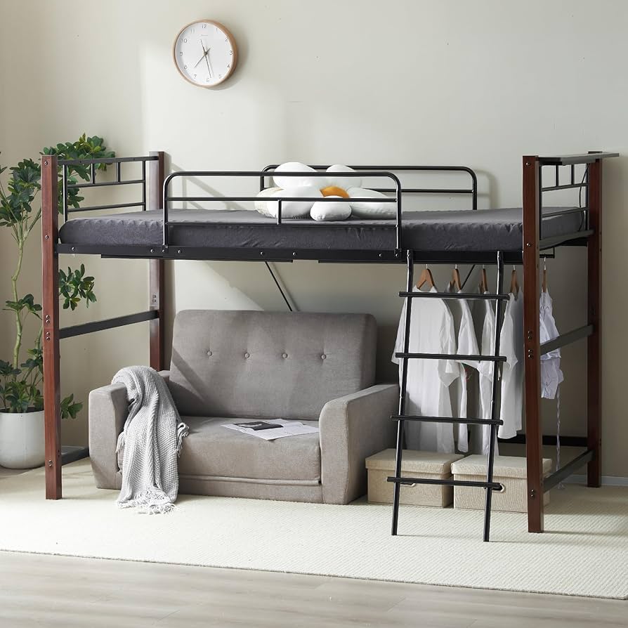 Amazon｜ロフトベッド パイプベッド シングル 耐荷重150kg 高さ140cm