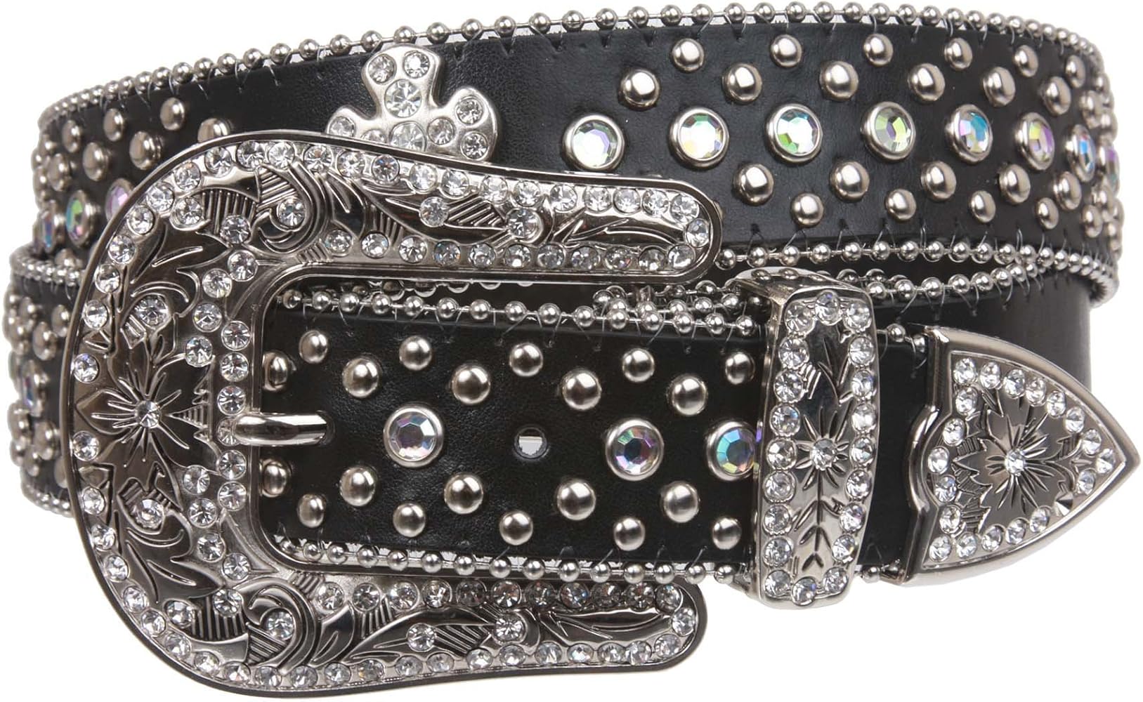 Amazon.com: Western Rhinestone Silver Circle Studs and Cross