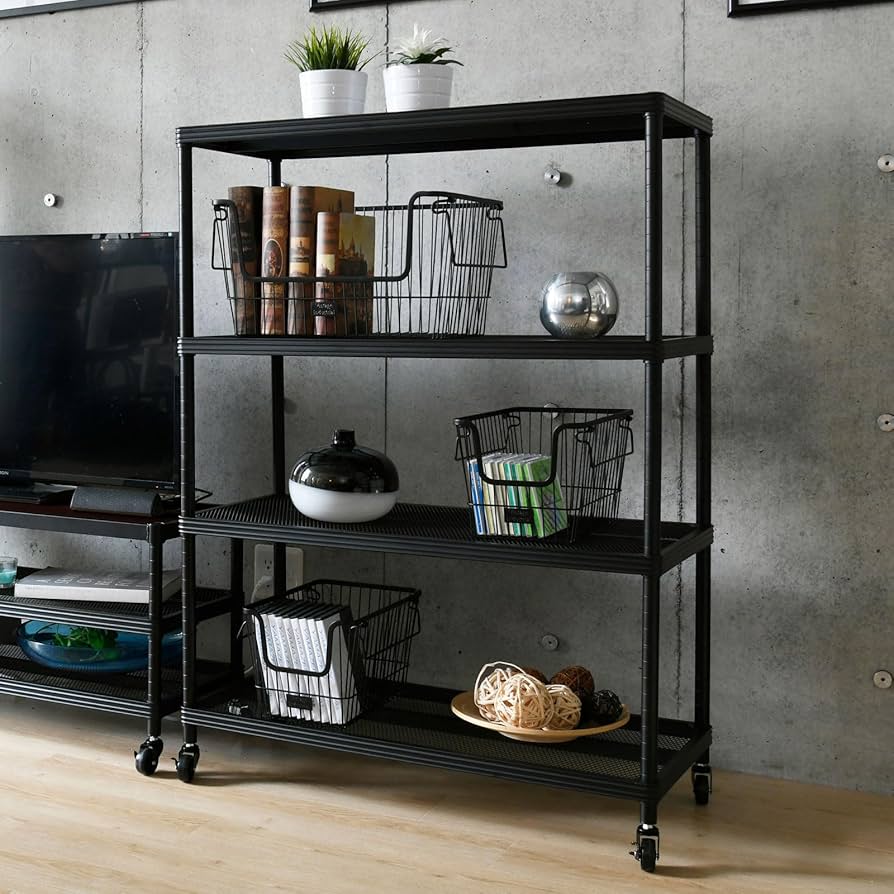 Amazon｜山善(YAMAZEN) ラック 棚 4段 キャスター付き 全体耐荷重120kg