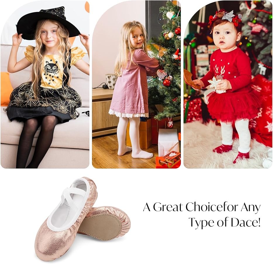 Amazon.com: Stelle Ballet Shoes for Girls Glitter | Metallic Faux