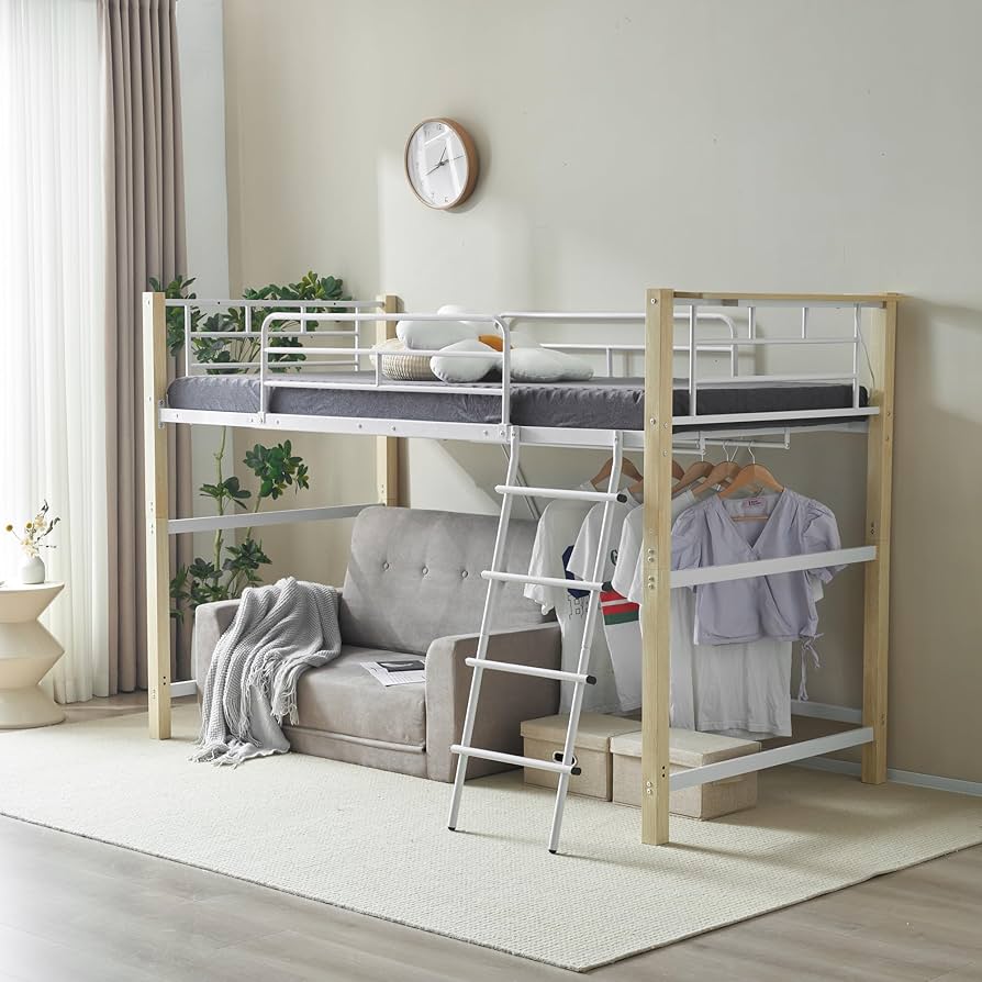 Amazon｜ロフトベッド パイプベッド シングル ロータイプ 耐荷重150kg