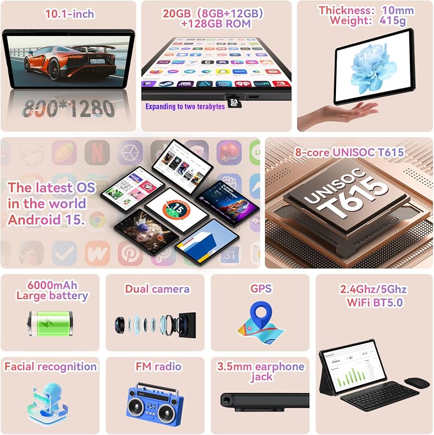 Amazon.com : Alphawolf Lpad2S Android 15 Tablet 10 inch,20GB (8+
