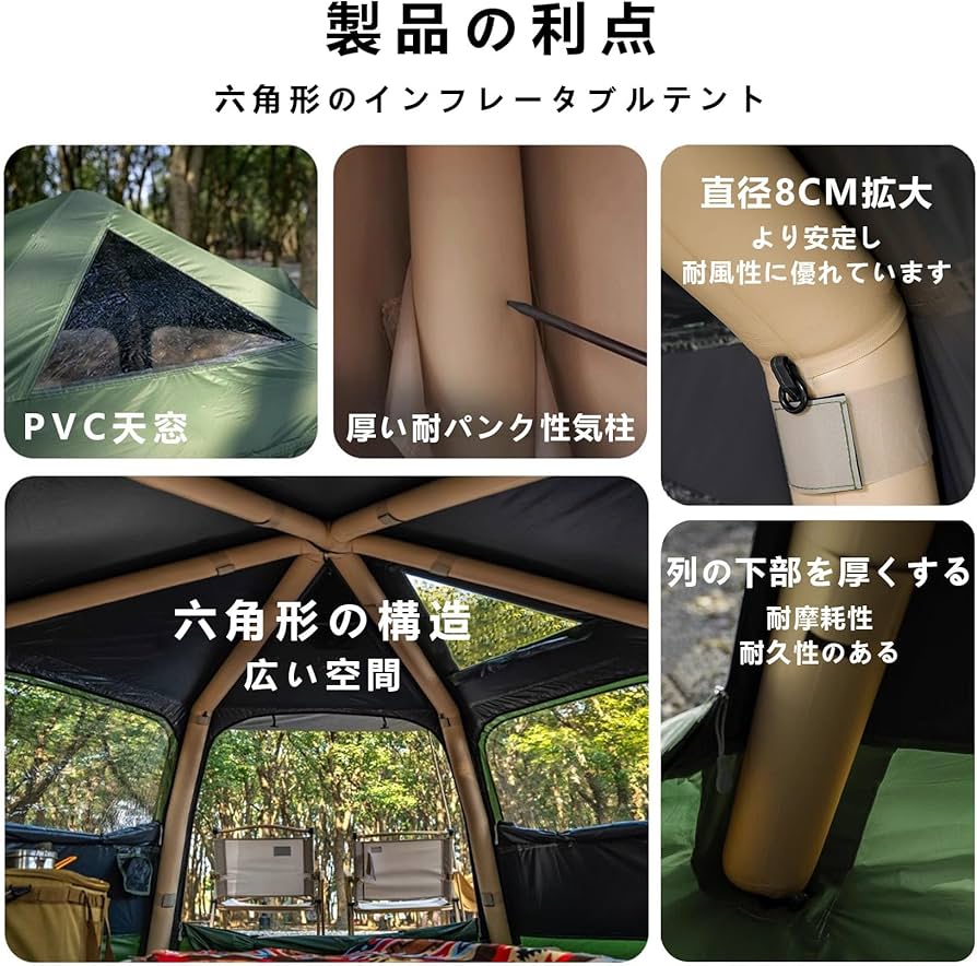 Amazon.co.jp: インフレータブルテント 大型 エアーテント 4-6人用
