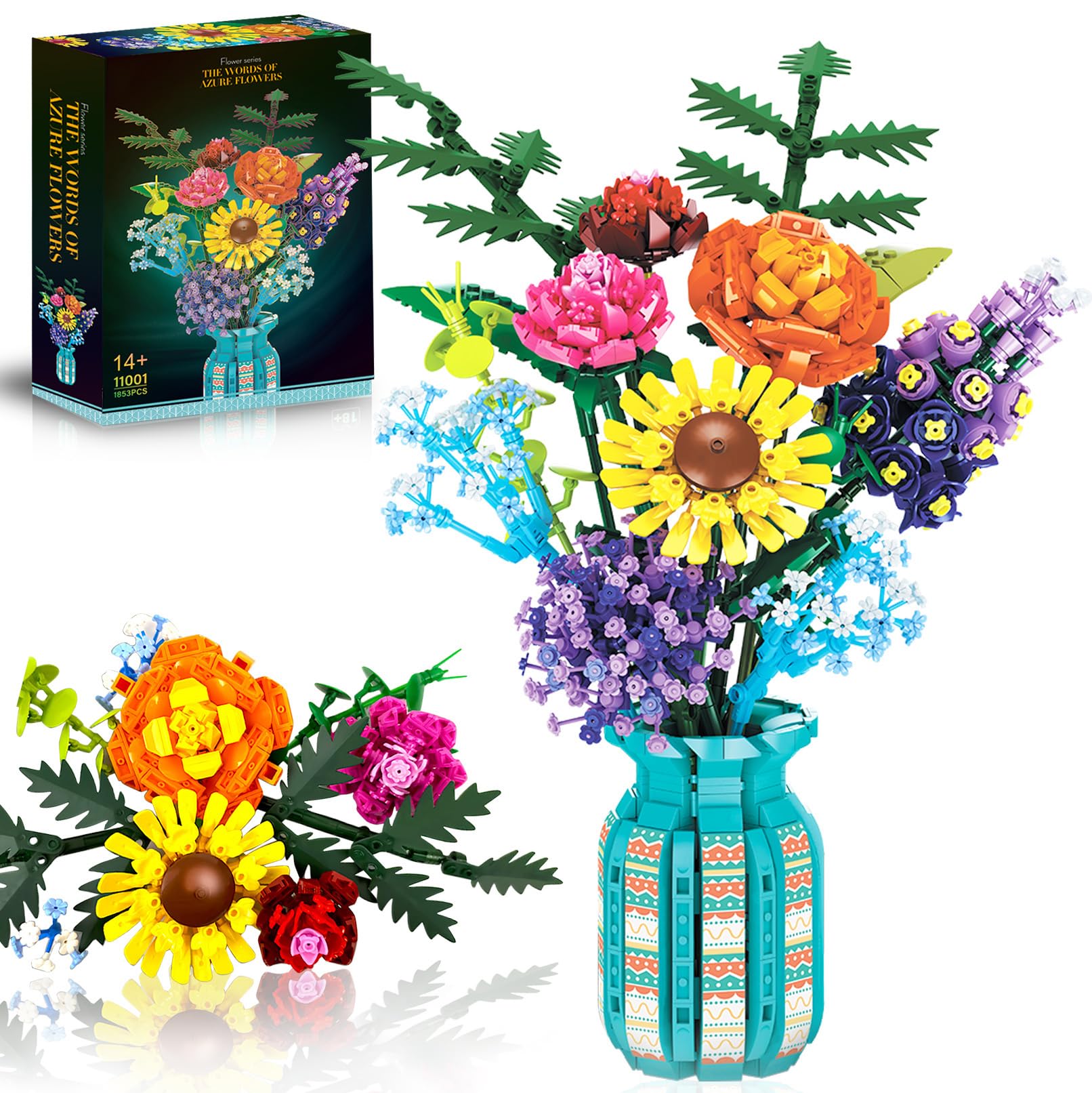 Amazon.com: Flowers Set with Vase for Adults Women, Variety of
