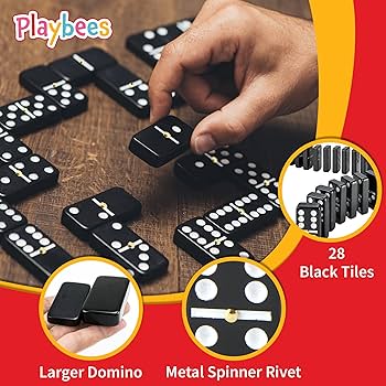 Amazon.com: Playbees Jumbo Double Six Dominoes Set - 28 Black