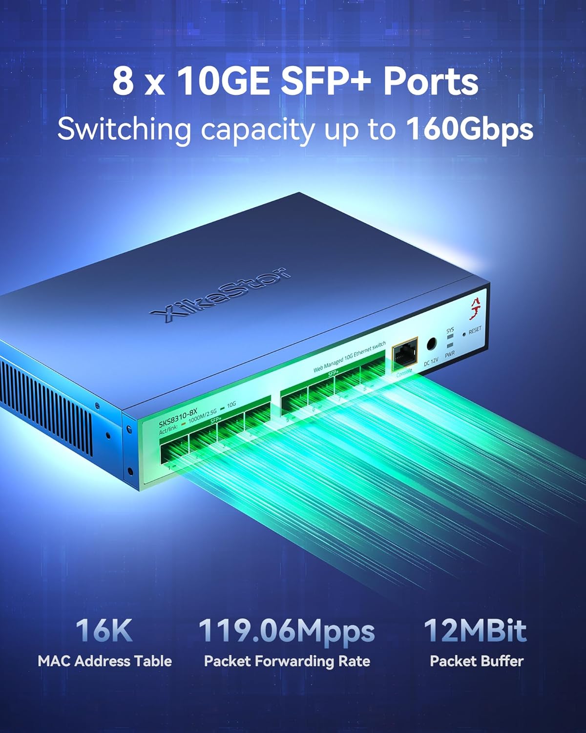 XikeStor SKS8310-8X L3 マネージド 10G SFP+ イーサネット スイッチ