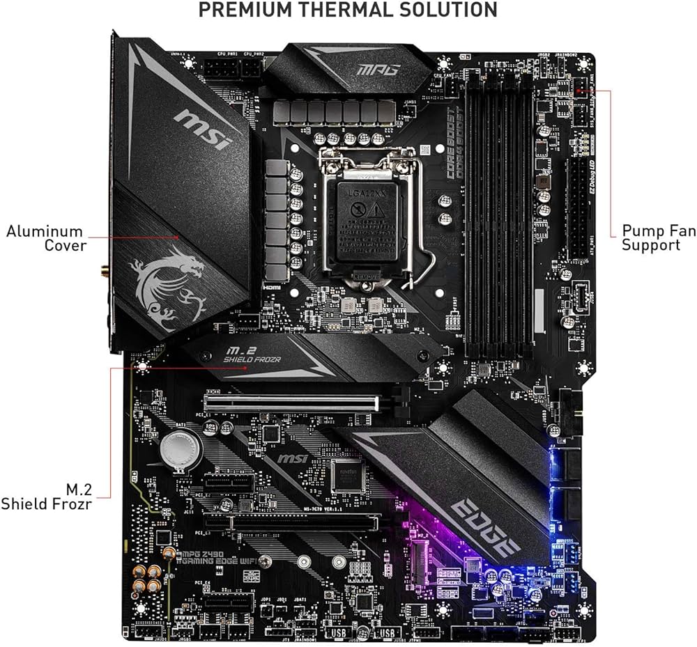 MSI MPG Z490 GAMING EDGE WIFI Scheda Madre Gaming (ATX, 10 Gen