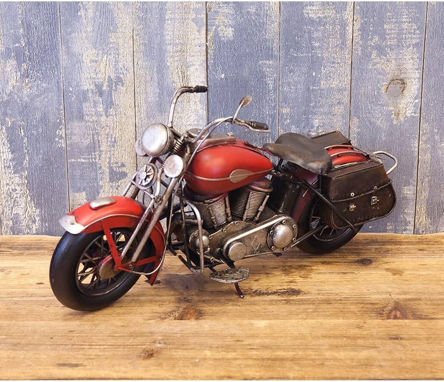Amazon | ハンドメイド ブリキ ヴィンテージ バイク Lサイズ【レッド