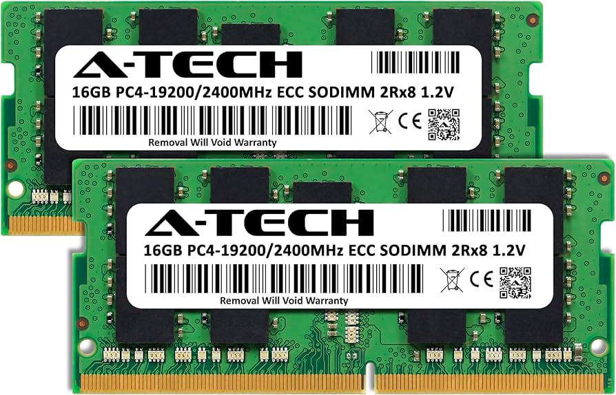 A-Tech 32GB Kit (2x16GB) DDR4 2400MHz PC4-19200 ECC SODIMM 2Rx8