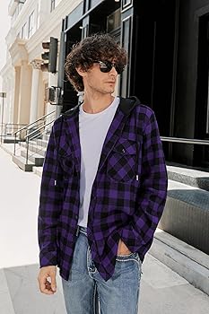 Cromoncent Boys Mens Casual Long Sleeve Button Down Hooded Shirt