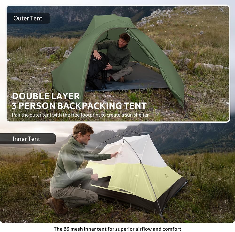 Amazon.co.jp: Naturehike Cloud-Up 3人用 軽量バックパッキングテント