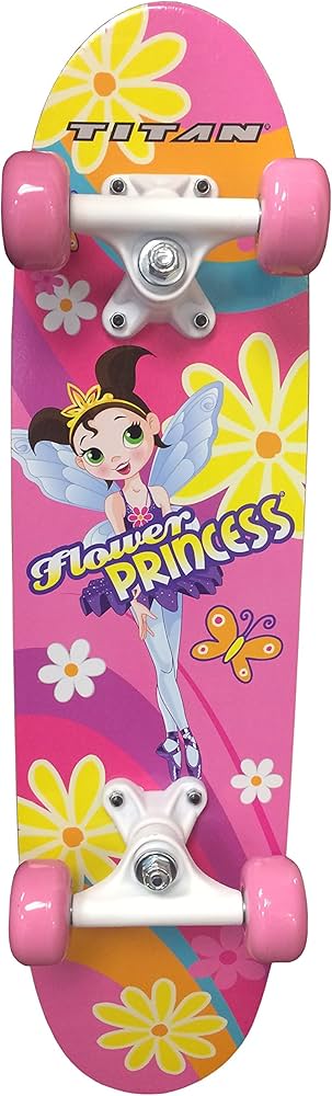 TITAN Flower Princess Pink Girls Skateboard, Single Kick-board, 24