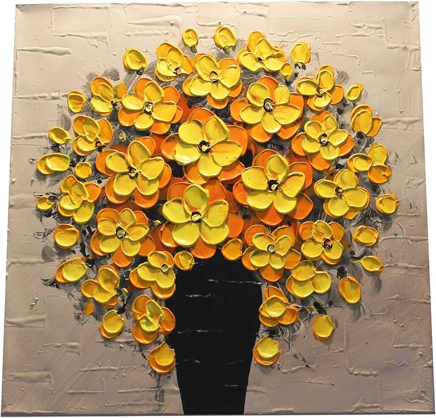 Amazon.co.jp: fuusui8 風水によい絵画 「花瓶の花々」金運 (黄色