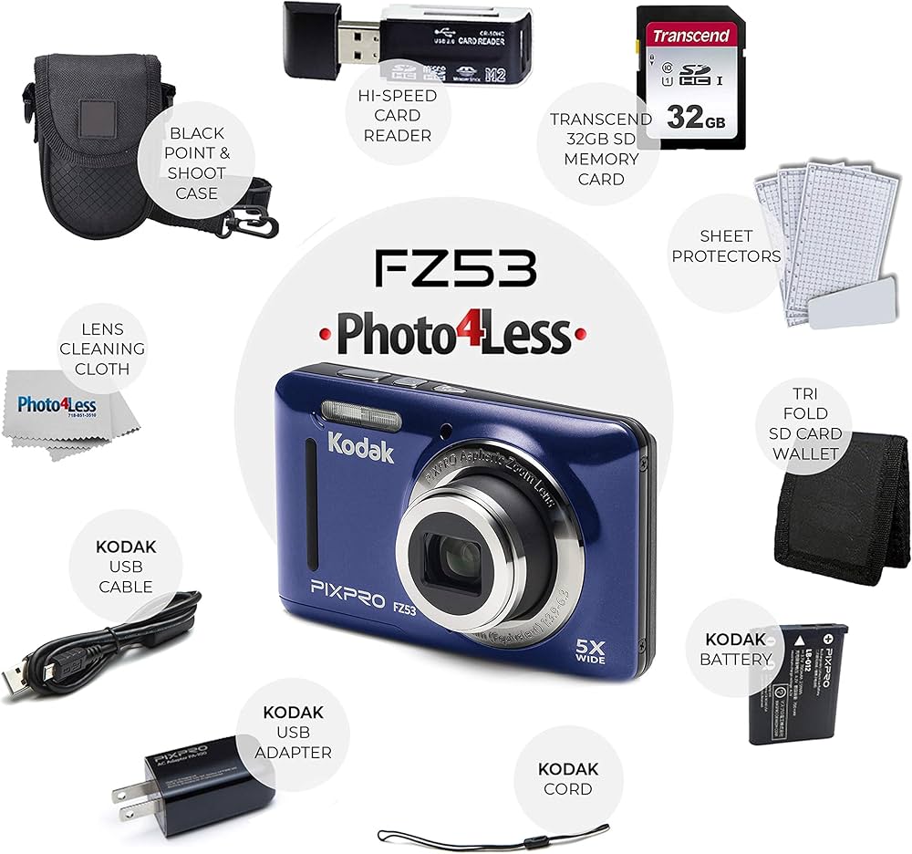 Amazon | Kodak PIXPRO FZ53 16.15MP デジタルカメラ(ブルー) +