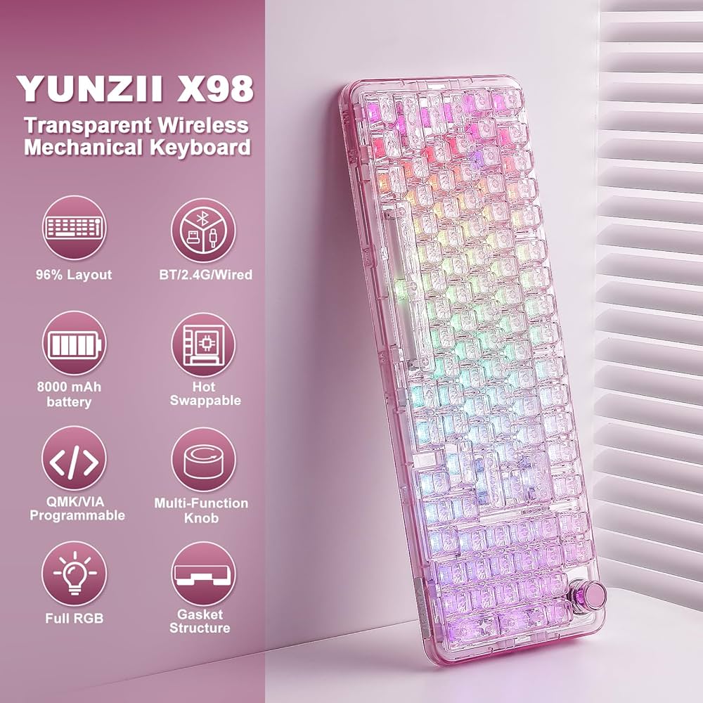 Amazon | YUNZII X98 QMK/VIA対応 ワイヤレス メカニカルゲーミング