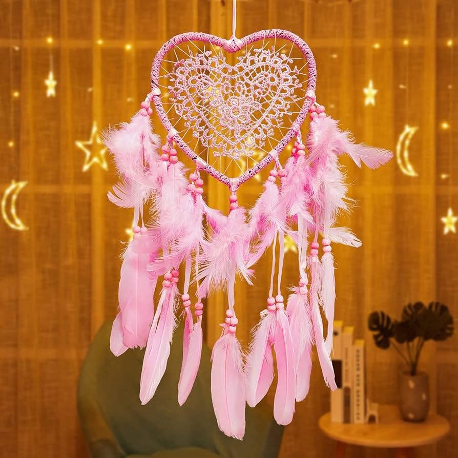 Pink Dream Catcher for Women, Wall Hanging Feather Dream Catcher