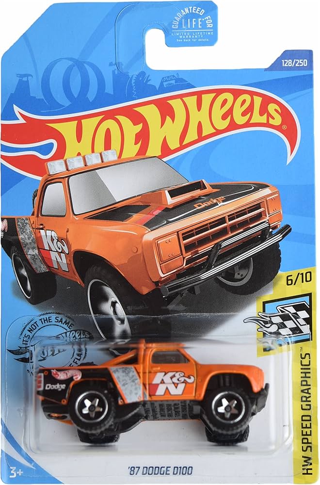 Amazon.com: Hot Wheels '87 Dodge D100, [orange] 128/250 Speed