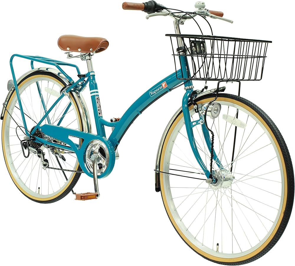 Amazon | シティサイクル 26インチ スチール シマノ製 6段変速 前カゴ