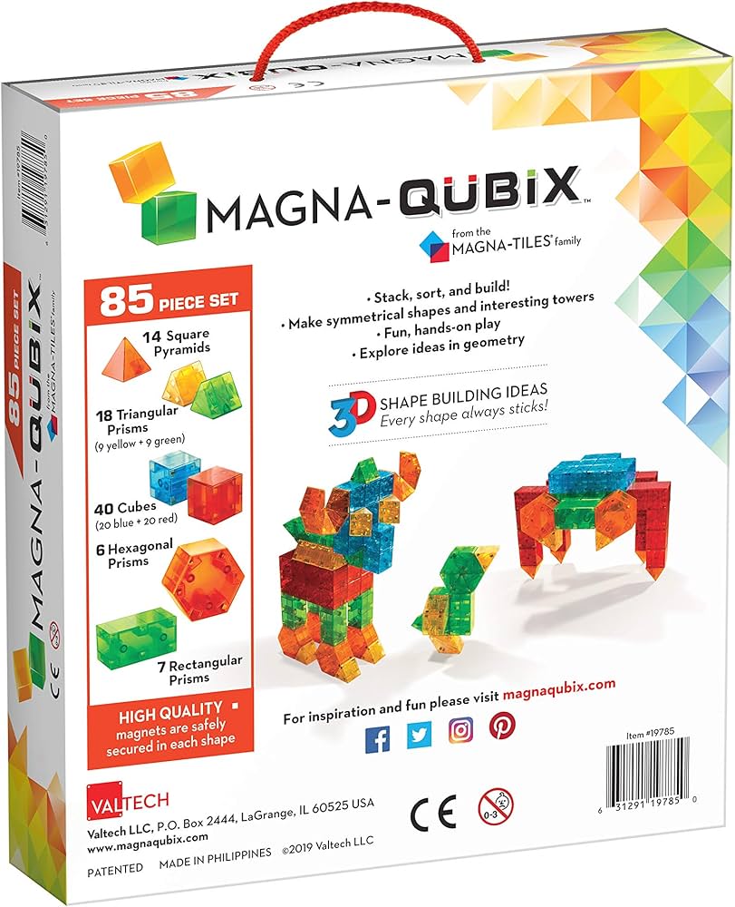 magna-qubix 85 piece clear colors set- Multi color : Amazon.in