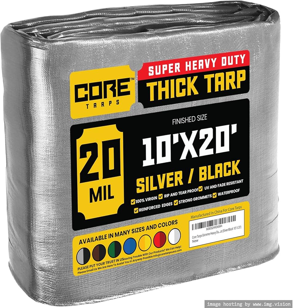 Core Tarps Extreme Heavy Duty 20 Mil Tarp Cover, Waterproof, UV