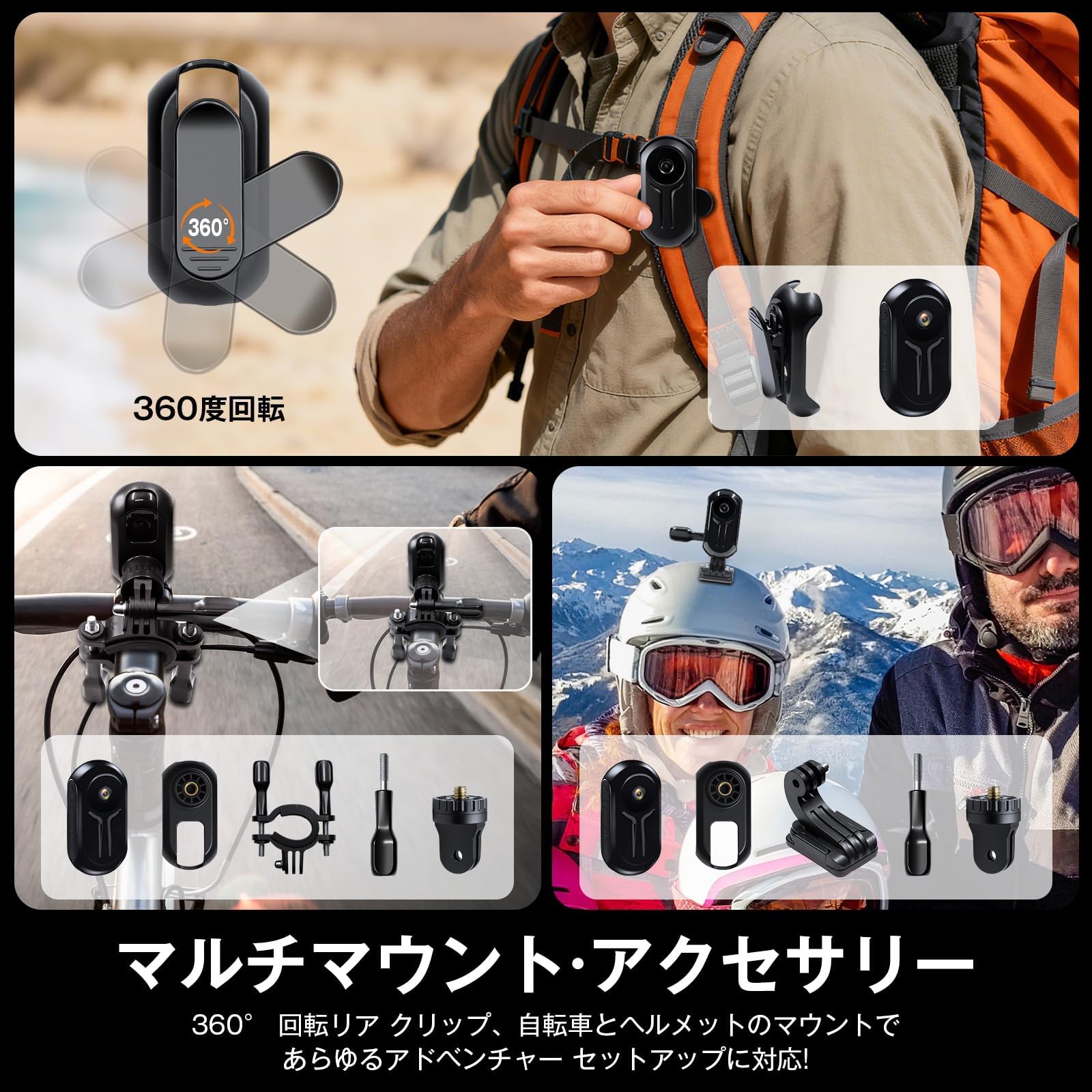 Amazon | ウェアラブルカメラ 64GBカード付属 アクションカム 小型