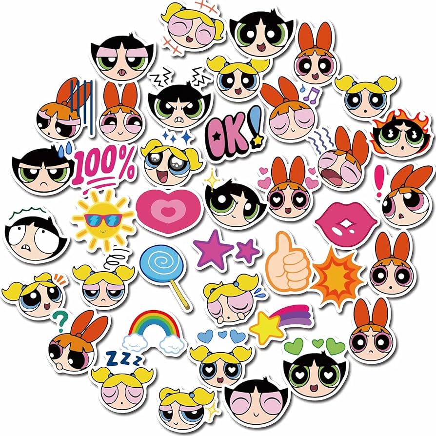 Amazon.co.jp: FIDEMM 90枚の漫画パワーパフガールズアニメ防水シール
