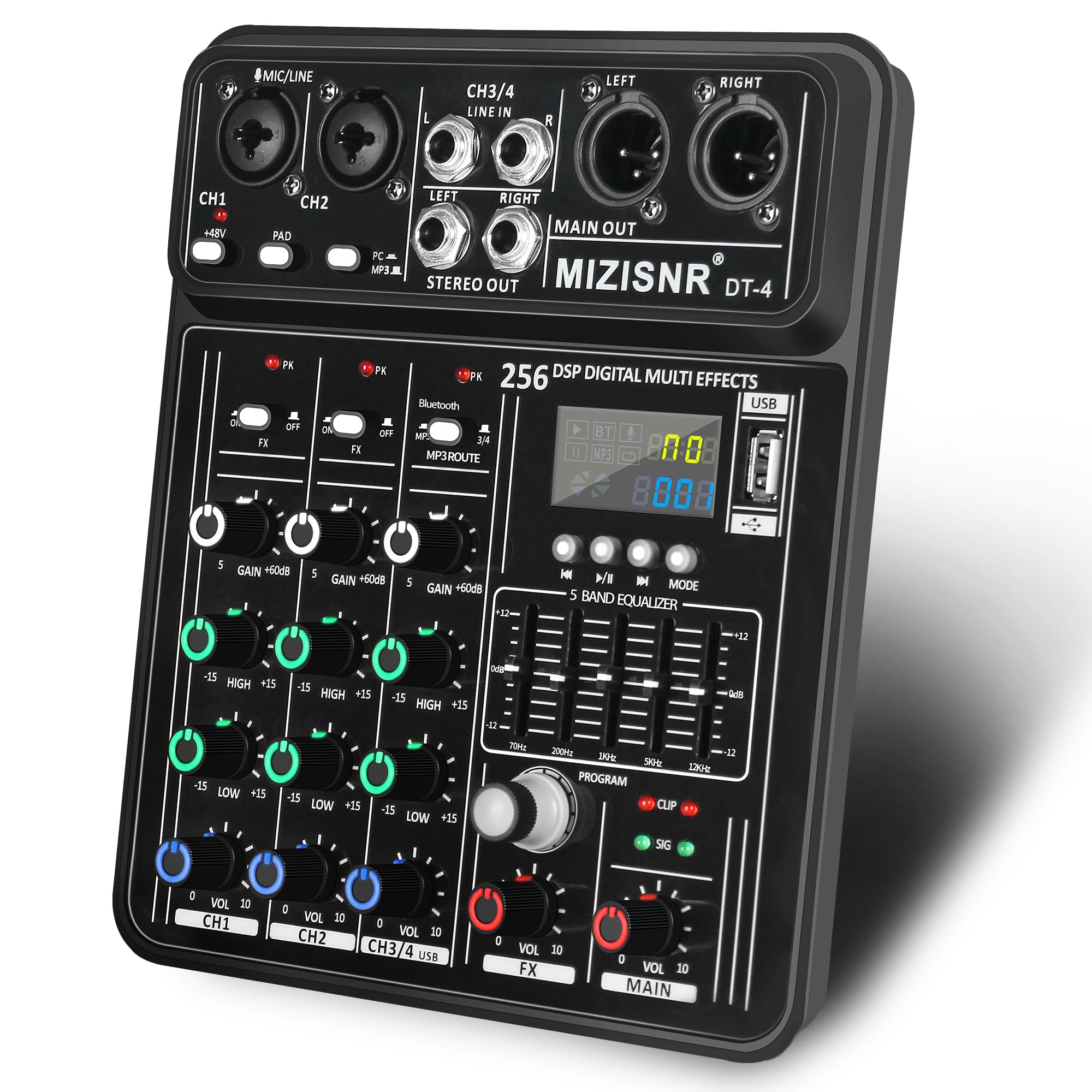 Amazon.com: MIZISNR Mixer Audio 4 Channel Music Mixing Board with