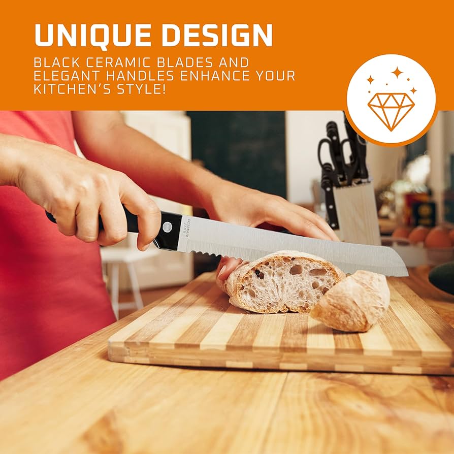 Amazon.com: Bruntmor Cooking Knife Set - Black Stainless Steel