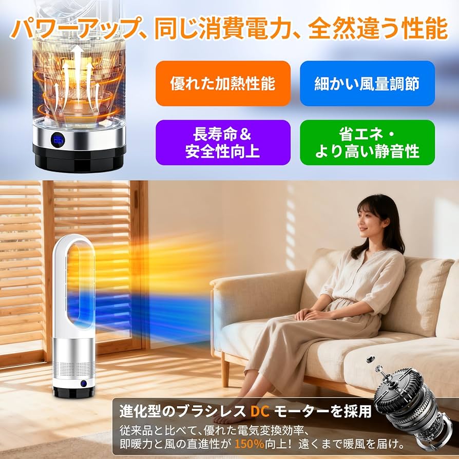 Amazon.co.jp : セラミックヒーター 【2026新定番・泠暖兼用・羽根なし